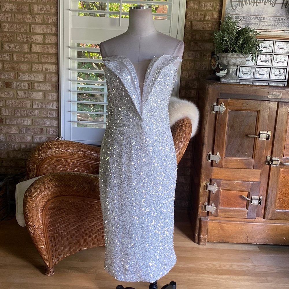 Fashion Nova Silver Sequin Dress